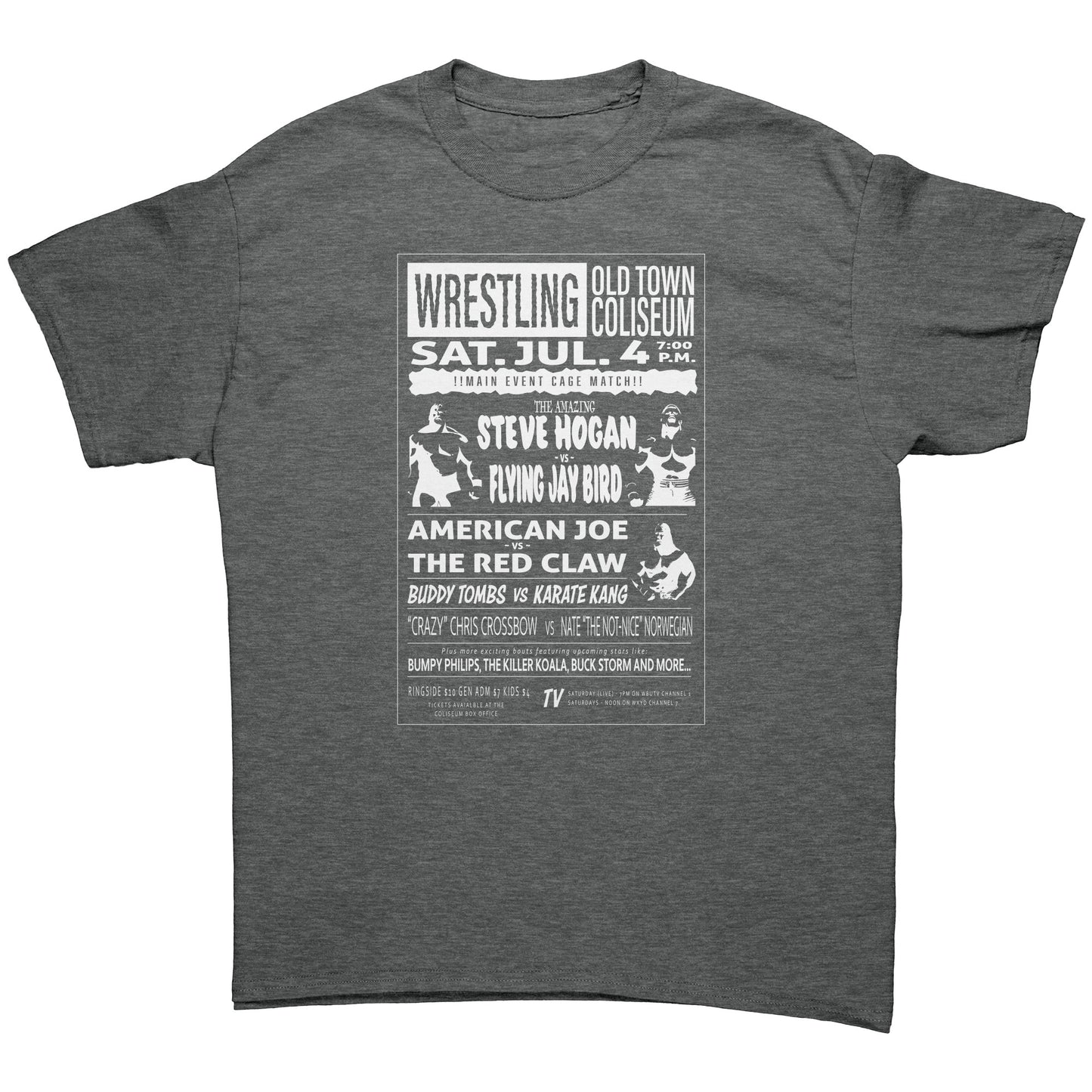Vintage American Wrestling Poster - Men's T-Shirt (Dark Version)